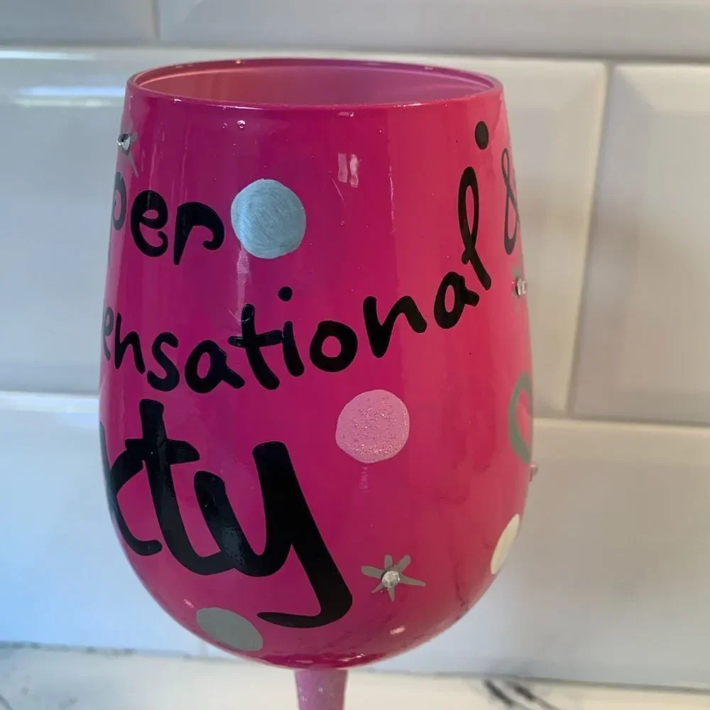 Pink 60th Birthday Party Decoration Wine Glass